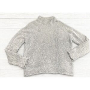 Rachel Zoe Eyelash Mock Neck Sweater Soft Cozy Fuzzy Winter Cottagecore  Gray XL